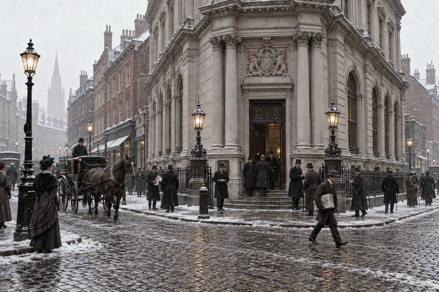 Commercial Streets, c. 1883; AI-generated historical interpretation set in Britain.