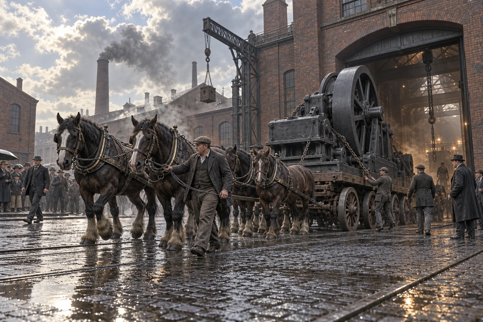 Industrial Streets, c. 1904; AI-generated historical interpretation set in Britain.