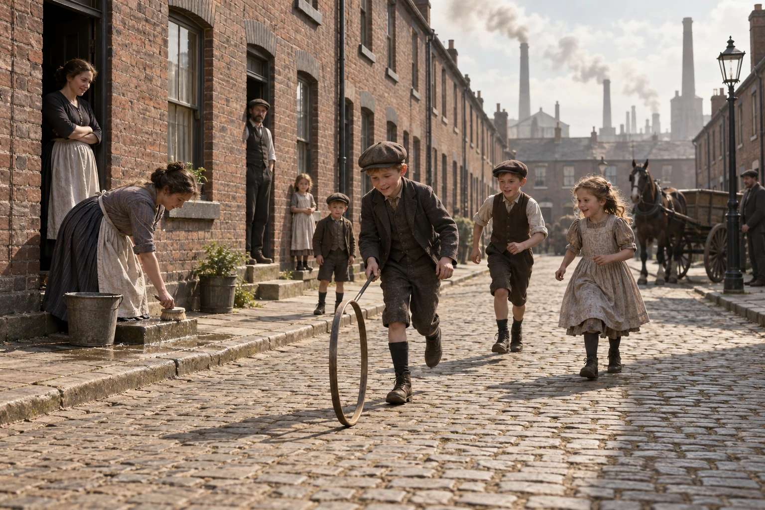 Residential Streets, c. 1893; AI-generated historical interpretation set in Britain.