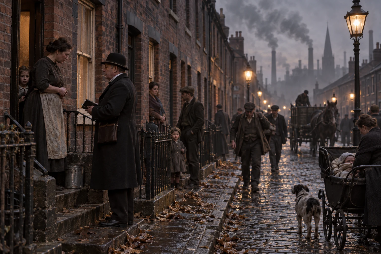 Residential Streets, c. 1906; AI-generated historical interpretation set in Britain.