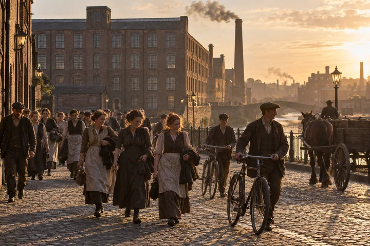 Industrial Streets, c. 1895; AI-generated historical interpretation set in Britain.