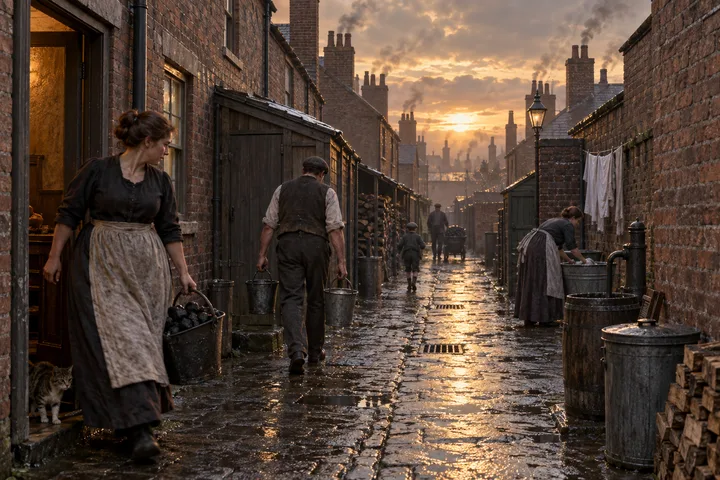 Residential Streets, c. 1896; AI-generated historical interpretation set in Britain.
