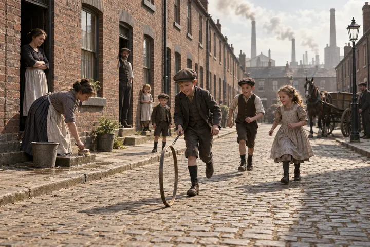 Residential Streets, c. 1893; AI-generated historical interpretation set in Britain.