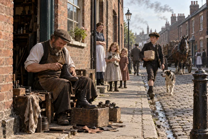 Residential Streets, c. 1889; AI-generated historical interpretation set in Britain.