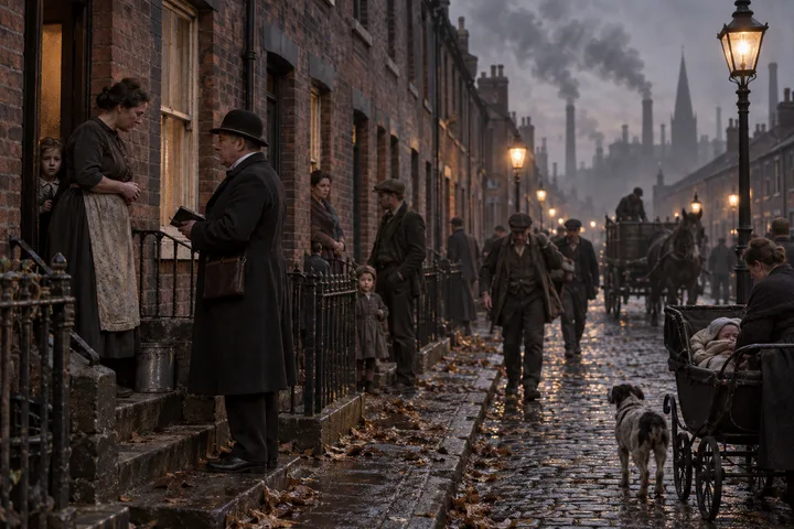 Residential Streets, c. 1906; AI-generated historical interpretation set in Britain.